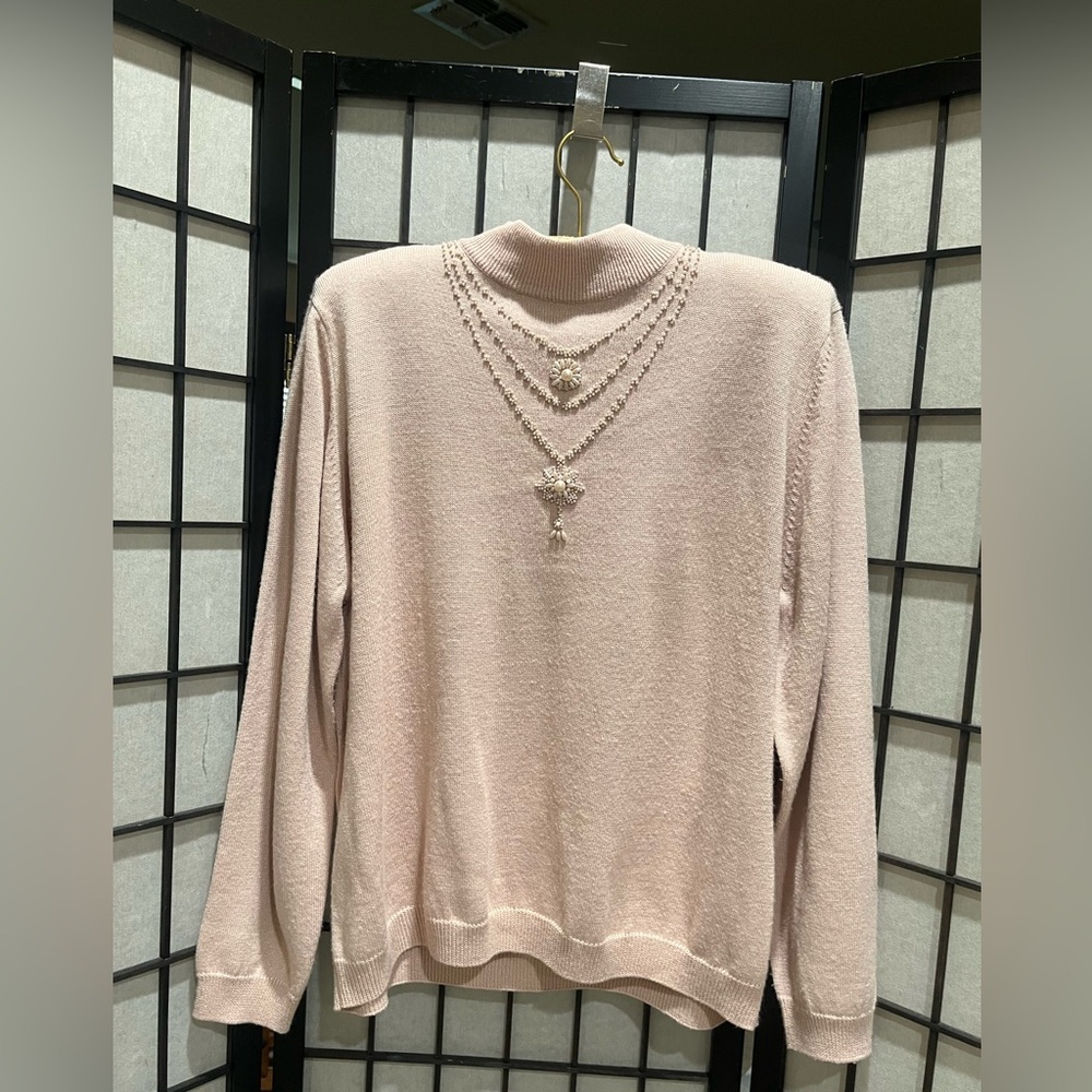 Alfred Dunner Blush Pink Knit Top with Mock Neck women SIZE XL
